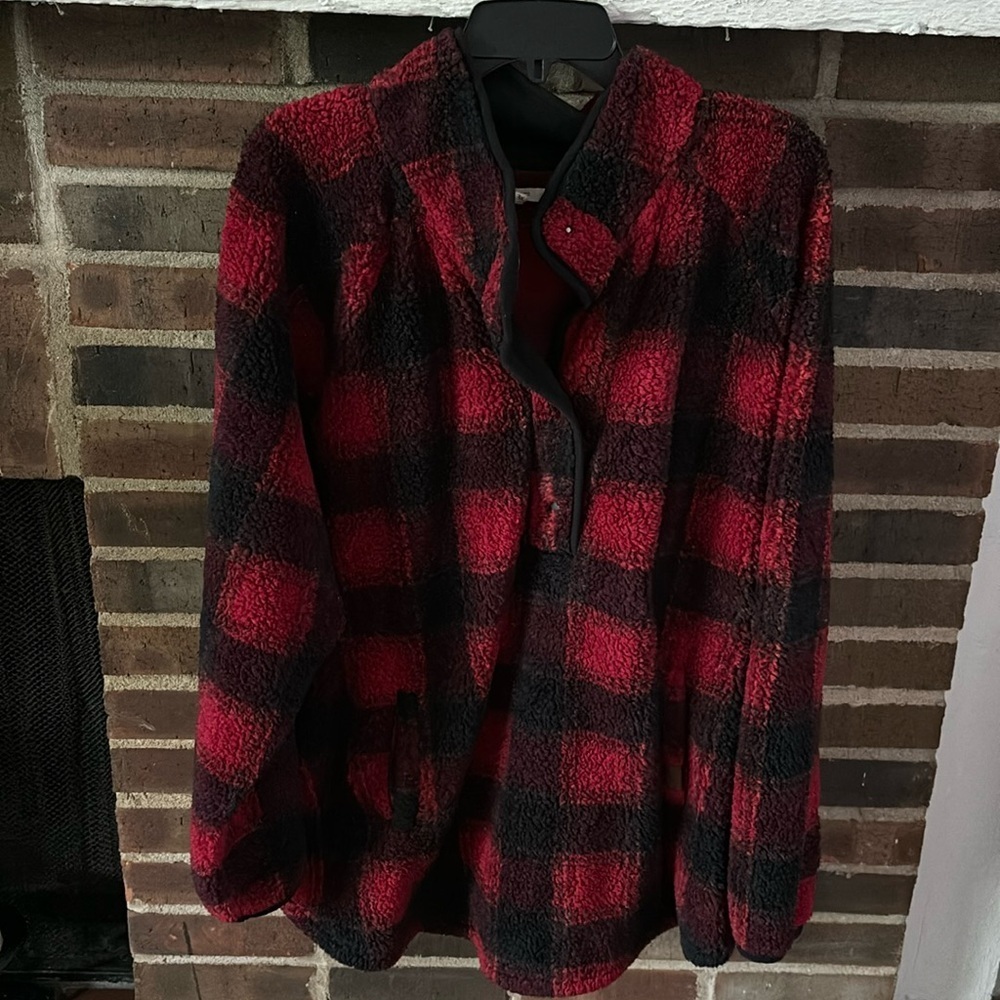 Women’s Plus Maurice’s Sherpa, Red/Black, Plaid, 3X